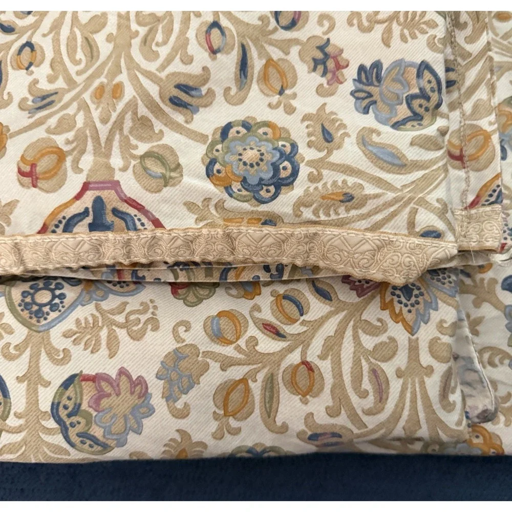 Vintage Ralph Lauren Marrakesh Rug King SZ Flat Sheet Ribbon Top Edge Green Tag